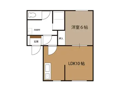 Uコーポ(1LDK/2階)の間取り写真