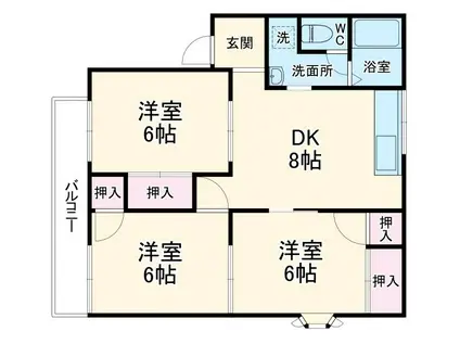 クレールメゾン齋田(3DK/2階)の間取り写真