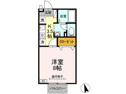 さくらヒルズ(1K/2階)の間取り写真