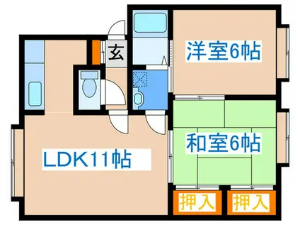 コンチネンタル山の手ⅠA(2LDK/2階)の間取り写真