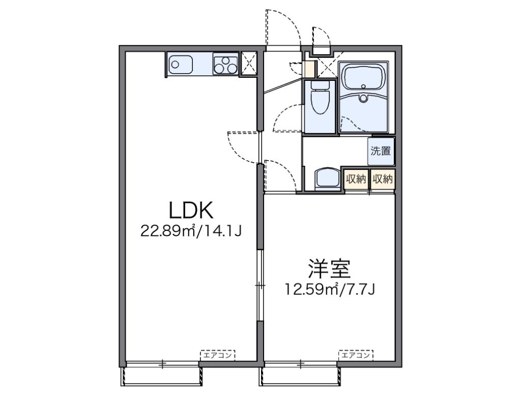 レオパレスやちよ(1LDK/2階)の間取り写真