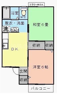 アリコベール(2DK/2階)の間取り写真