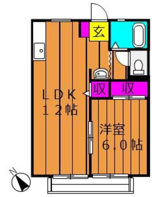 パナハイツ総社M(1LDK/2階)の間取り写真