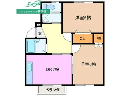 コーポ南本町(2DK/2階)の間取り写真