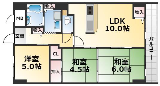 エスパシオ神戸(3LDK/6階)の間取り写真