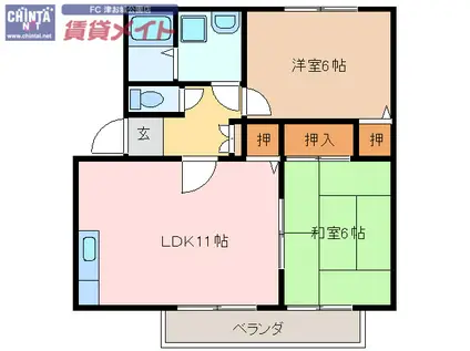 アベニーダHISA A(2LDK/2階)の間取り写真