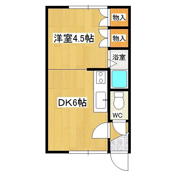 コーポラスまどか(1DK/2階)の間取り写真