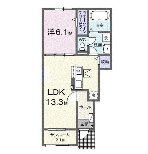 メゾン フローラ(1LDK/1階)の間取り写真