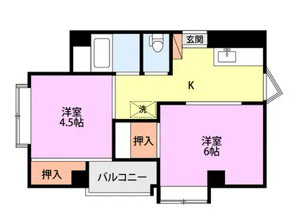 コーポ寄附町(2K/4階)の間取り写真