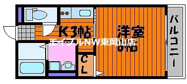 ノエルコート(1K/1階)の間取り写真