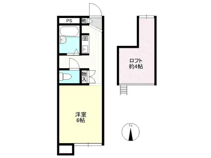 レクエルド大町I(1K/2階)の間取り写真