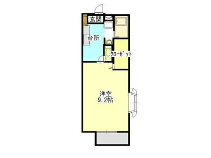 イル・ソーレ春日(1K/1階)の間取り写真