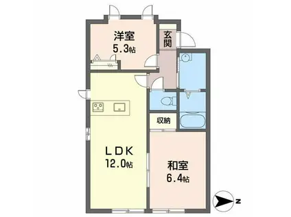 サニーズ福庭B棟(2LDK/1階)の間取り写真