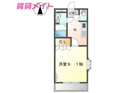 サンハイツ(1K/2階)の間取り写真