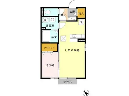 メルベーユKII(1LDK/1階)の間取り写真