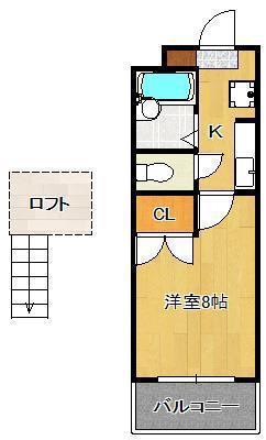 ヤンググレイス若園(1K/4階)の間取り写真