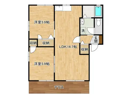 オー・ボアパティールB棟(2LDK/1階)の間取り写真