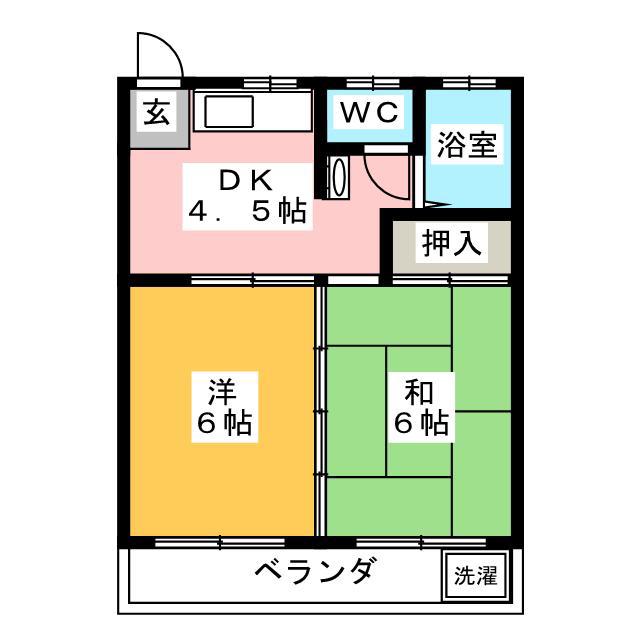 グリーンハウス(2DK/1階)の間取り写真