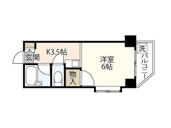 ソアール矢野(1K/3階)の間取り写真