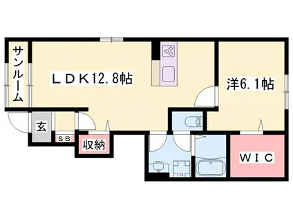 フェリスII(1LDK/1階)の間取り写真