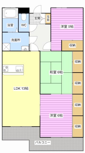 メゾンフロントーサ(3LDK/4階)の間取り写真