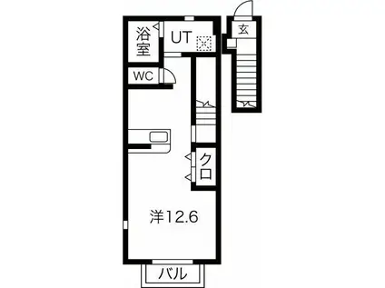 P.COURT(ワンルーム/2階)の間取り写真