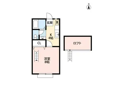 ヴェスタ山下(1K/2階)の間取り写真