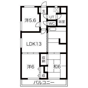 コンフォトゥールII(3LDK/3階)の間取り写真