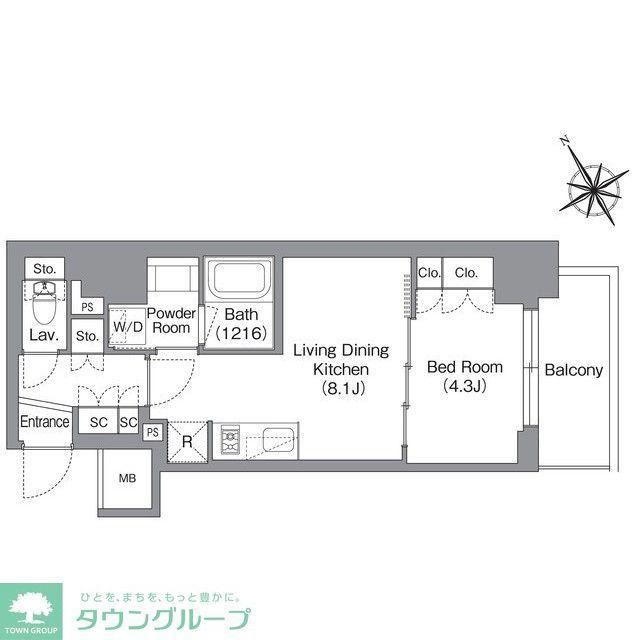 バウスフラッツ蔵前(1LDK/3階)の間取り写真