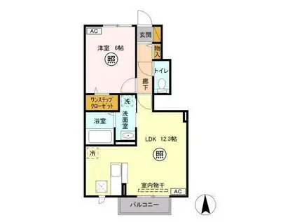 ティアラ A(1LDK/1階)の間取り写真