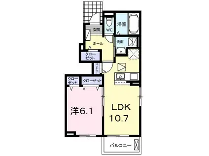 バイリン(1LDK/1階)の間取り写真