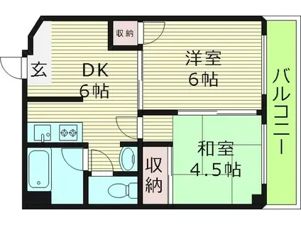 プラネット都島(2DK/4階)の間取り写真