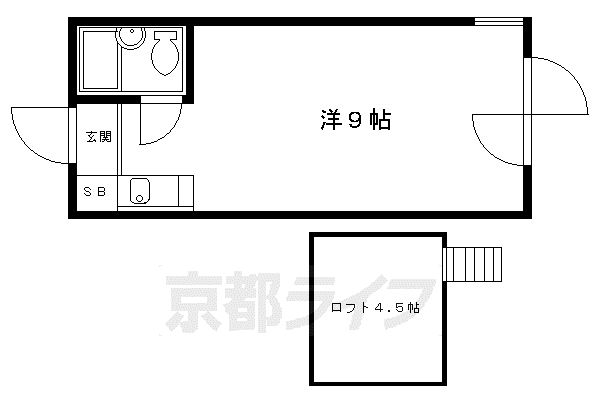デジデンス宝ヶ池(1K/2階)の間取り写真