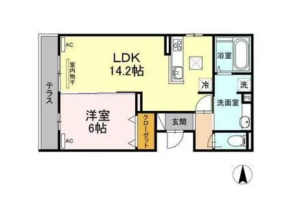 SEJOUR木之庄II(1LDK/2階)の間取り写真