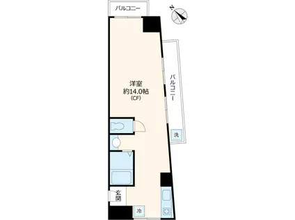 リベール上野(ワンルーム/2階)の間取り写真