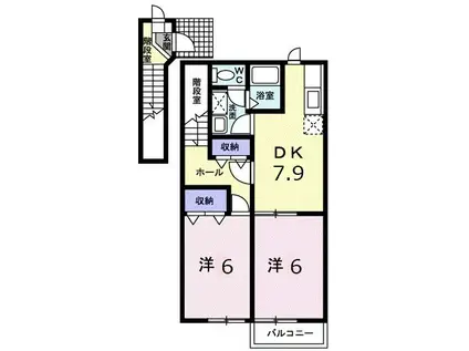 メゾンヴァンベールIII(2DK/2階)の間取り写真
