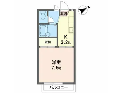 ジュネスヒル(1K/2階)の間取り写真