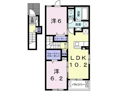 カーム・ミリュー(2LDK/2階)の間取り写真