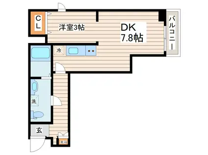 メリディアン名取(1LDK/3階)の間取り写真