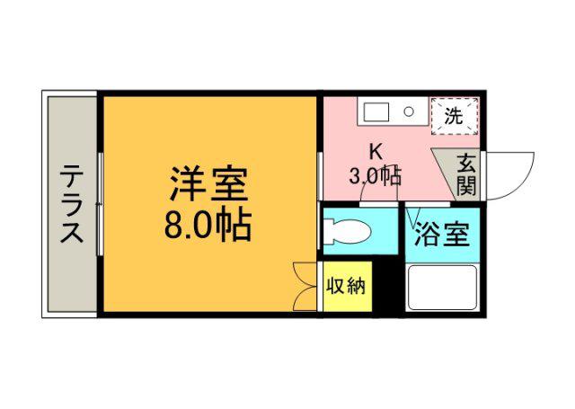 コーポヤナギI(1K/2階)の間取り写真