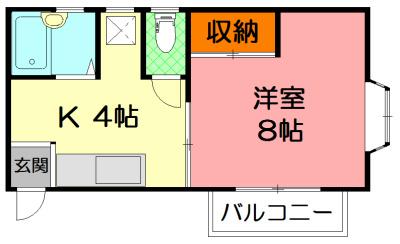 フラットベル1(1K/1階)の間取り写真