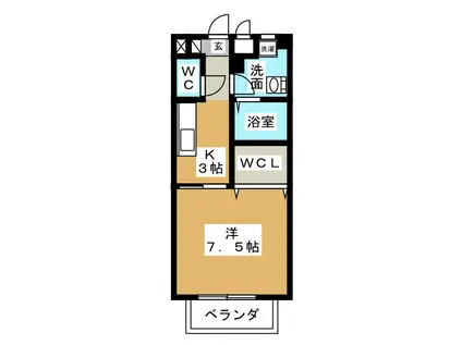 コーポラス ハナミズキ(1K/2階)の間取り写真