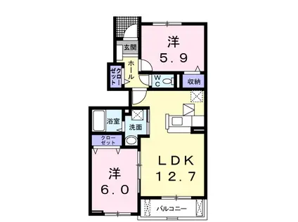 ハーモニックIII(2LDK/1階)の間取り写真