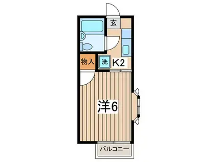 ホワイトドミール(1K/2階)の間取り写真