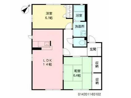 咲ら坂 E棟(2LDK/1階)の間取り写真
