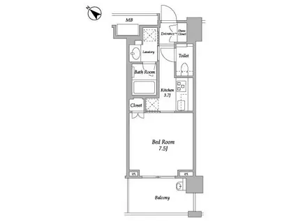 クロスエアタワー(1K/11階)の間取り写真