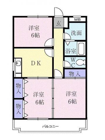 グリーンハイツイマイ6(3DK/2階)の間取り写真