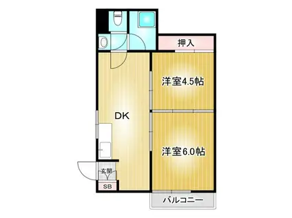 第101プロスパービル(2DK/5階)の間取り写真