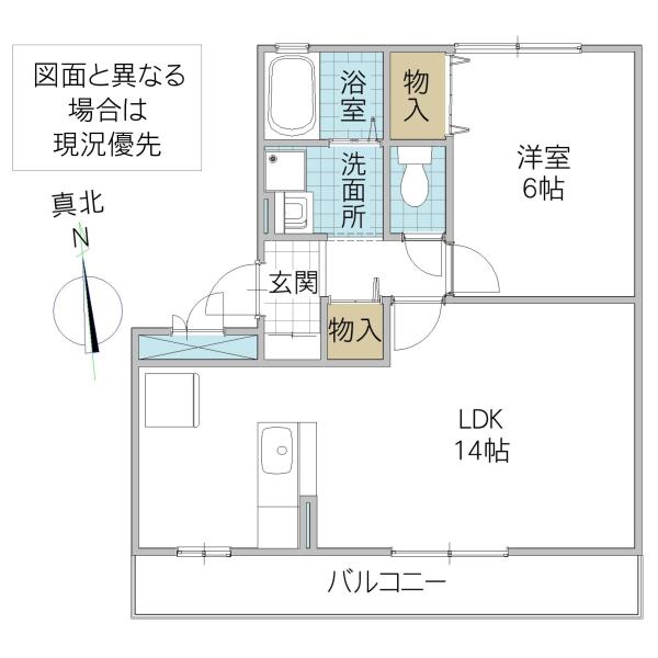 ラ ルーナB(1LDK/3階)の間取り写真