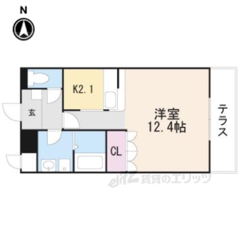 メルシーアトス(1K/1階)の間取り写真